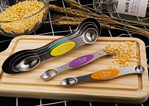 Magnetic Measuring Spoons Set of 6 Stainless Steel Dual Sided Stackable Teaspoon for Measuring Dry and Liquid Ingredients