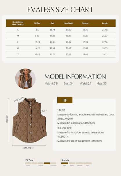 EVALESS Cropped Puffer Vest Women Lightweight Quilted Stand Collar Sleeveless Jackets Fall Button Zip Up Warm Coat Outerwear