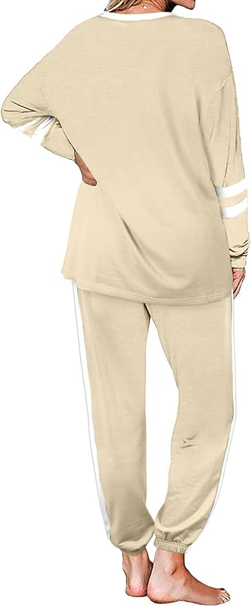 Workout Sets for Women Loungewear Sets Drawstring Sweatpant Apricot XL