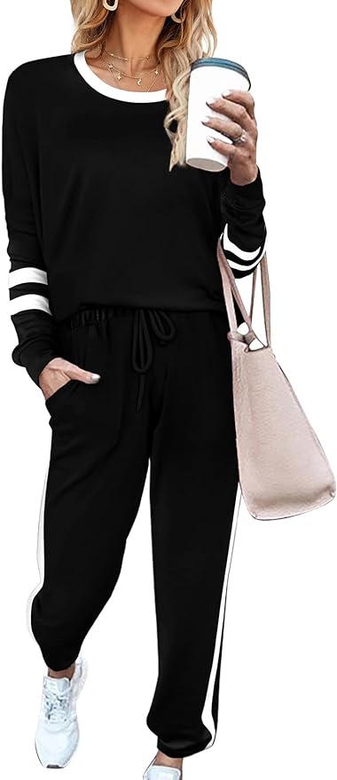 Aloodor Sweatsuit for Women 2 Piece Outfits for Womens Crewneck Sweatshirts Pullover