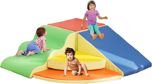 MOOITZ Foam Climbing Blocks for Toddlers, 5pcs Climbing Toys for Toddlers for Climb,Crawl and Slide, Toddler Climbing Toys Indoor for Nursery, Living Room, Children's Room (Colours, L)