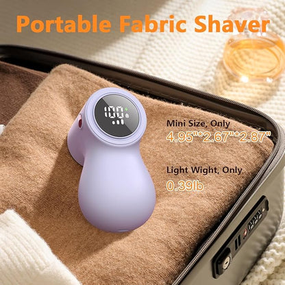 ``𝗥𝗲𝗰𝗵𝗮𝗿𝗴𝗲𝗮𝗯𝗹𝗲 Fabric Shaver, coldSky Lint Remover for Clothes with 3 Blades, Electric Lint Shaver with Digital Display, 3-Speeds Defuzzer for Removing Fuzz and Pill from Sweater Purple