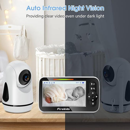 Baby Monitor no WiFi, 5” Large Display Video Baby Monitor with Camera and Audio, Remote Pan-Tilt-Zoom Camera, Night Vision, VOX, Two Way Audio, Temperature Display, Lullaby, 960ft Range