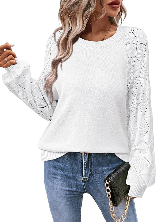 Zeagoo Womens Sweaters 2024 Long Sleeve Crew Neck Lightweight Pullover Knitted Fall Fashion Tops