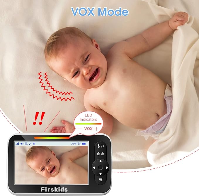 Baby Monitor no WiFi, 5” Large Display Video Baby Monitor with Camera and Audio, Remote Pan-Tilt-Zoom Camera, Night Vision, VOX, Two Way Audio, Temperature Display, Lullaby, 960ft Range