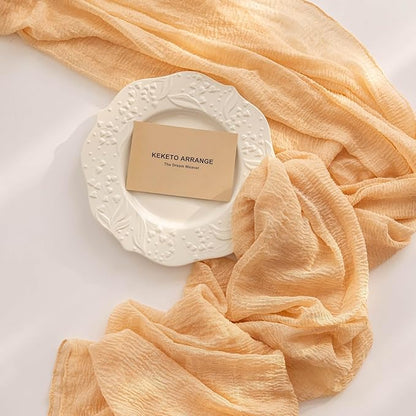 Keketo Beige Cheesecloth Table Runner Rustic Boho Gauze 120 Inch 10 FT Cheese Cloth for Wedding Baby Shower Bridal Shower Birthday Engagement Party Long Sheer Fall Home Decorations