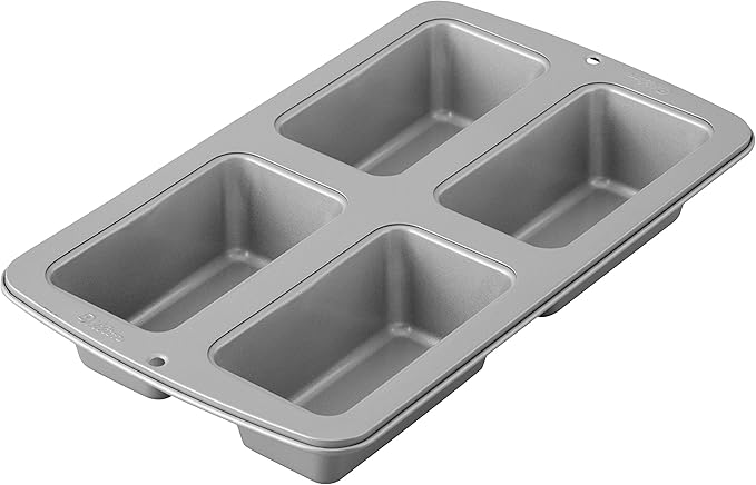 Wilton Recipe Right Non-Stick Mini Loaf Pan, 4-Cavity Cookware Set for Your Creations, Steel