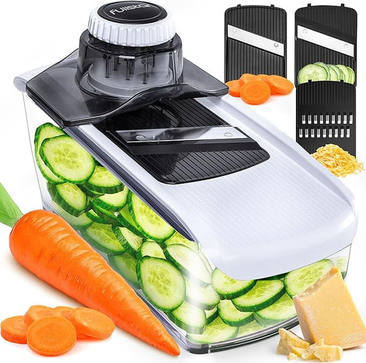 Fullstar Mandoline Slicer for Kitchen, Potato Slicer, Vegetable Slicer, Mandoline Food Slicer, Onion Slicer, Veggie Slicer, Fruit Slicer, Kitchen Mandoline Slicer (3 in 1, White)