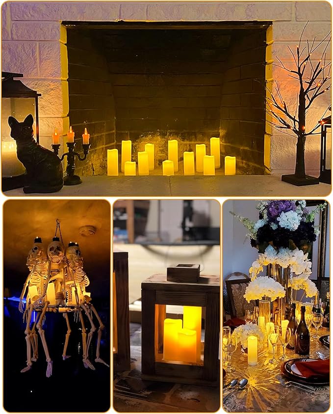 Enido 12 Pc LED Candles Flickering Flameless Candles with Remote & Timer for Romantic Ambiance, Home Decor Mood Lighting Cozy Fall Decor Battery Operated Candles, Outdoor Waterproof