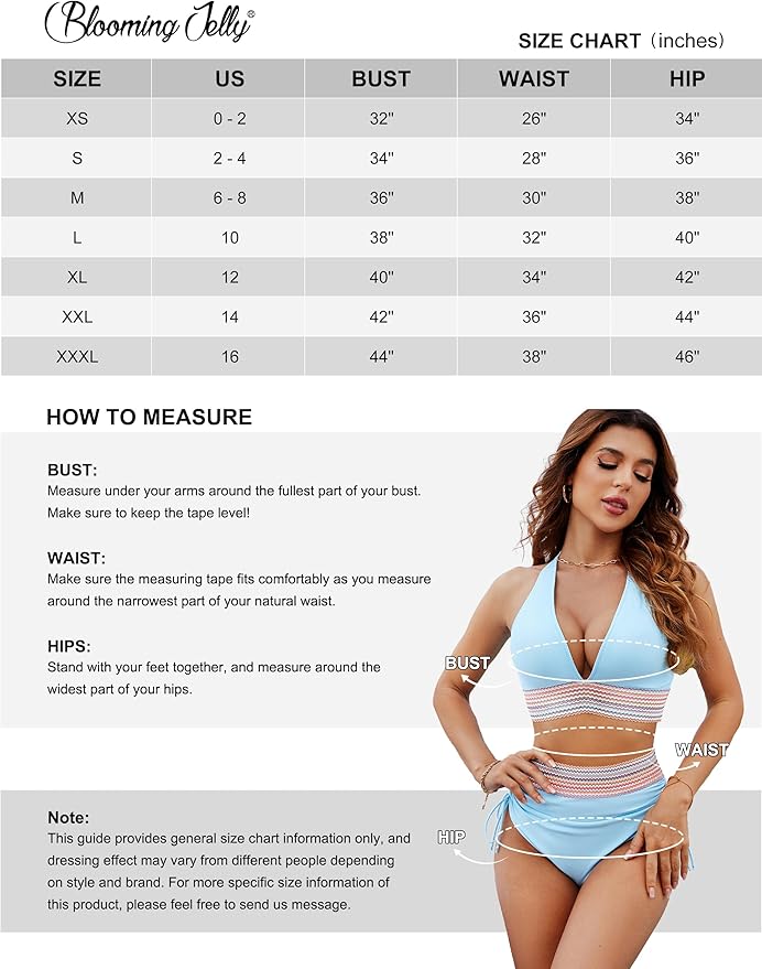 Blooming Jelly Women High Waisted Bikini Sets Tummy Control Swimsuits Color Block Two Piece Drawstring Bathing Suit